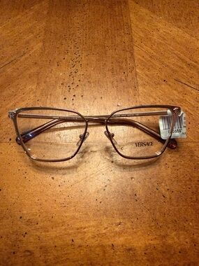 Versace Women's Gold-Tone Square Metal Optical Frames